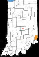 Map of Indiana Showing Dearborn County
