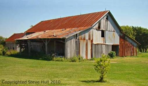 A rusty old barn