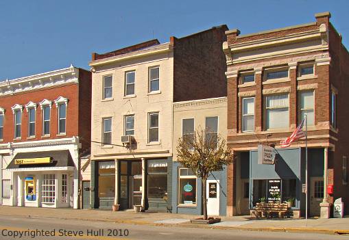 Old buildings in 600 block of north Main street in Brookville Indiana