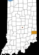 A map of Indiana locating Franklin County