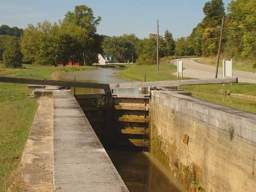 Inside a canal lock
