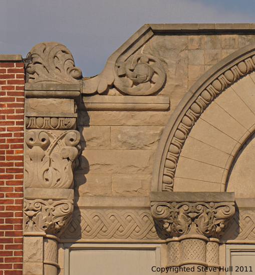 Stone carving detail in building in Bedford Indiana.