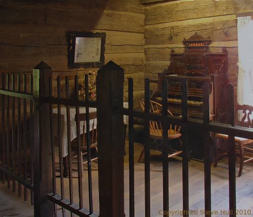 Interior of log cabin