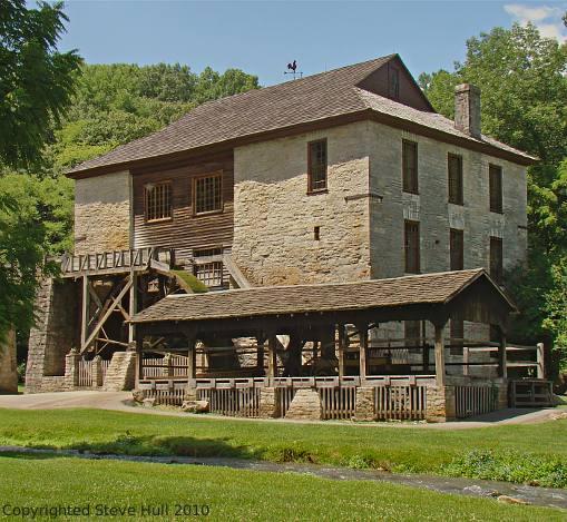 Grist & saw mills at Spring Mill Village in Indiana