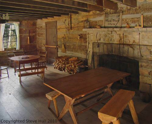 Interior view of the pioner tavern at Spring Mill Village