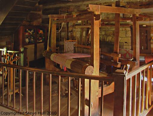 Interior view of the Weaver's shop at Spring Mill Pioneer Village
