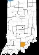 Map of Indiana showing Washington County
